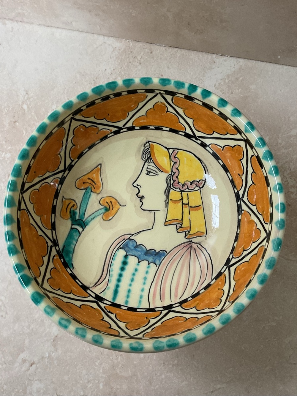 Vintage Giacomini Orvieto Hand Painted Ceramic Bowl